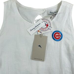 Tommy Bahama x MLB Chicago Cubs Linen Dress White NWT XL Fringe Hem Sleeveless